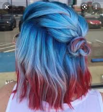red white and blue hair