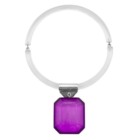 1980s Judith Hendler Acrylic Ring Necklace with Purple Pendant For Sale at 1stDibs