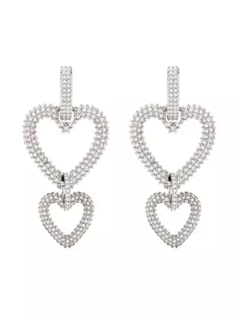 MACH & MACH Heart Crystal Drop Earrings - Farfetch
