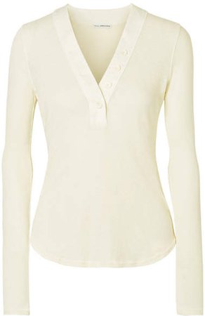 Ribbed Cotton-jersey Top - Ivory
