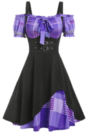 Purple Plaid Gothic Dress