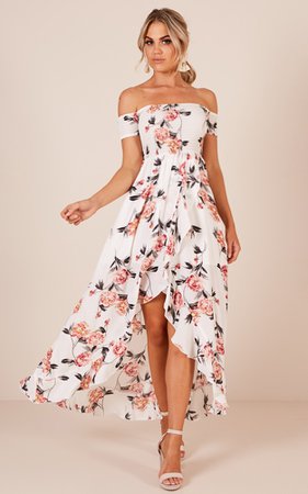 maxi floral white dress