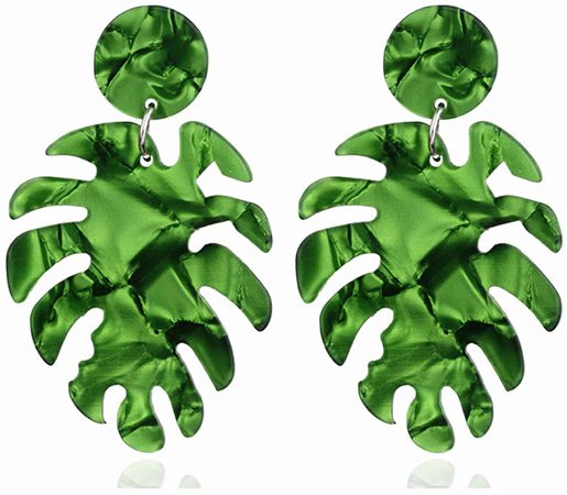 Amazon.com: Fashion Acrylic Statement Palm Leaf Earrings Resin Tropical Plant Monstera Leaves Drop Dangle Earrings Jewelry For Women Girls-green: Jewelry