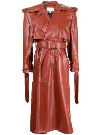 Materiel Belted Leather Trench Coat - Farfetch