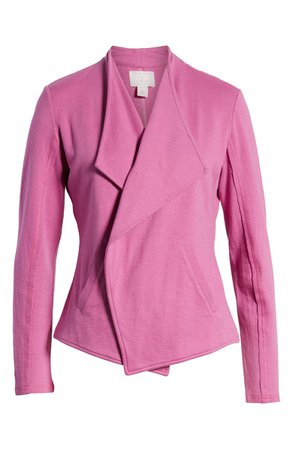Caslon® Drape Collar Knit Blazer (Regular & Petite) pink