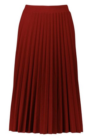 Pleated Midi Skirt | Boohoo UK red