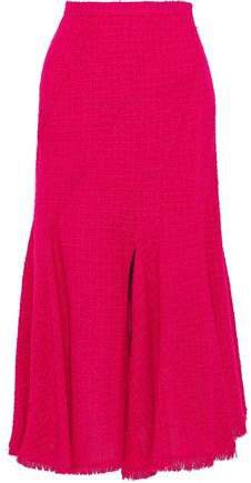 Fluted Wool-blend Boucle-tweed Midi Skirt