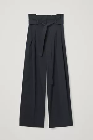 HIGH-WAISTED PAPERBAG TROUSERS - navy - Trousers - COS GR