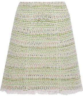 Frayed Cotton-blend Tweed Skirt