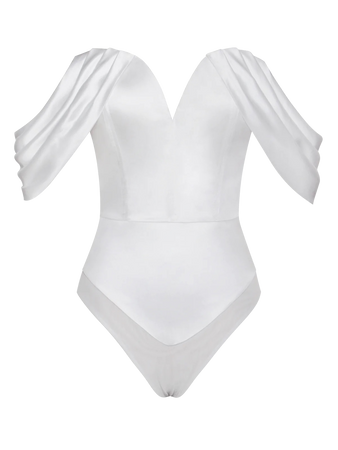 white silk bodysuit