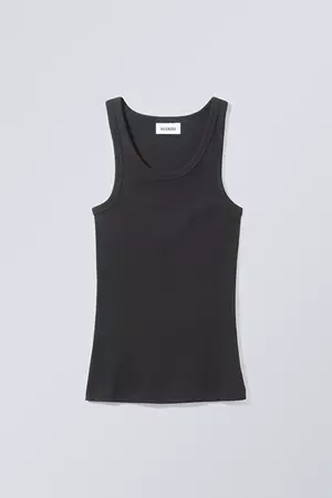 Close Fitted Tank Top - Black - Weekday WW