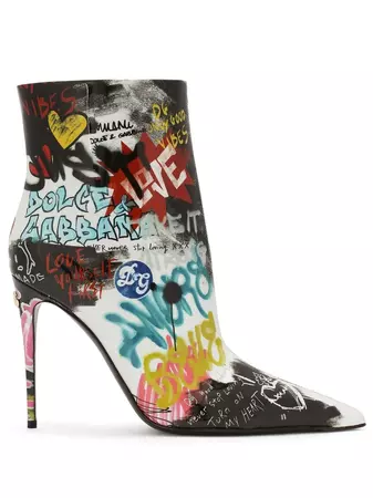 Dolce & Gabbana graffiti-print ankle boots