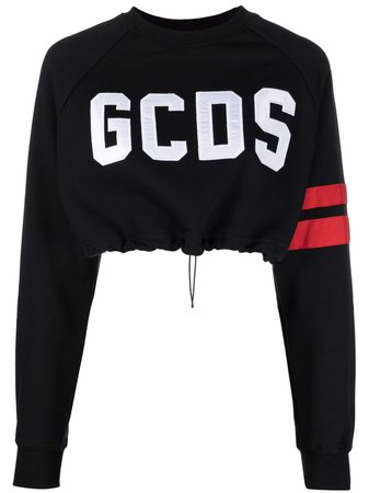 Shop Gcds logo-print cropped sweatshirt with Express Delivery - FARFETCH