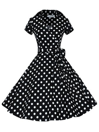Vogue swing polka-dot shirt-dress