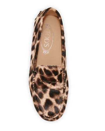 Tod's Leopard-Print Gommini Flat Penny Loafers