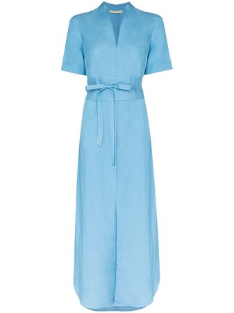 USISI Belted linen-blend Maxi Dress - Farfetch