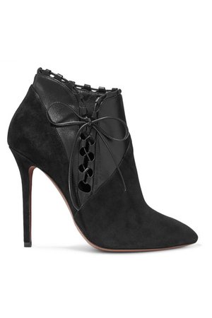 Alaïa | 110 suede and leather ankle boots | NET-A-PORTER.COM