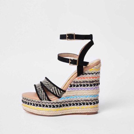 Black stripe wide fit platform wedges - Shoes - Shoes & Boots - women
