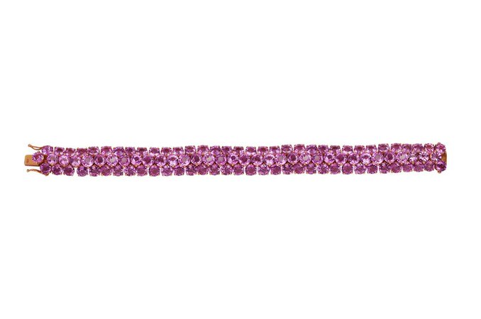 Pink Sapphire Bracelet Set in 18 Karat Rose Gold