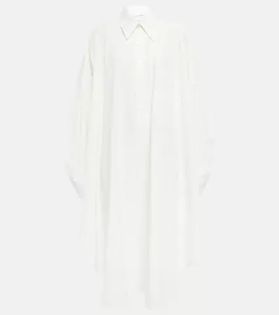 Cotton Blend Shirt Dress in White - Bottega Veneta | Mytheresa