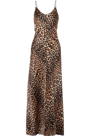 GANNI | Leopard-print stretch-silk satin maxi dress | NET-A-PORTER.COM