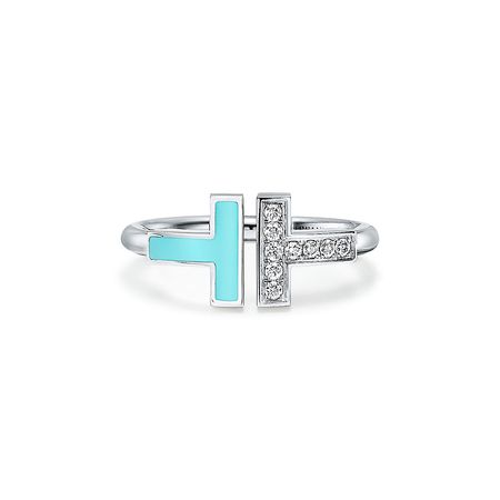 Tiffany T Wire Ring mit Diamanten und Türkis in 18 Karat Weißgold. | Tiffany & Co.