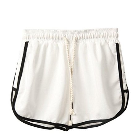 Shybuy New Summer Pants Women Sports Shorts Gym Workout Yoga Short Sport Shorts Beach Pants (M, White) | WantItAll