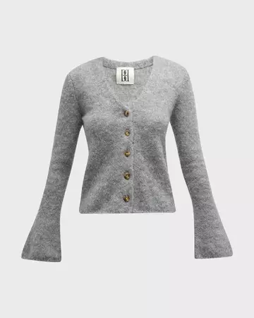 By Malene Birger Cirane Button-Front Flare-Sleeve Sweater | Neiman Marcus