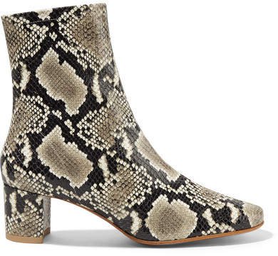 Sofia Snake-effect Leather Ankle Boots - Snake print