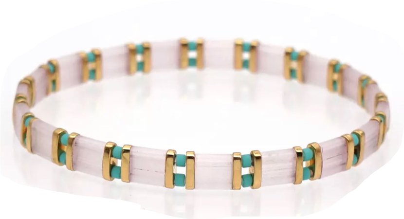 white and turquoise tile bracelet