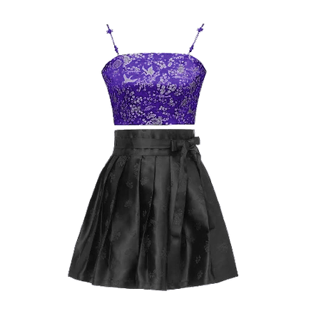 Misung Hanbok | Purple Top with Black Pleated Mini Skirt (Dei5 edit)