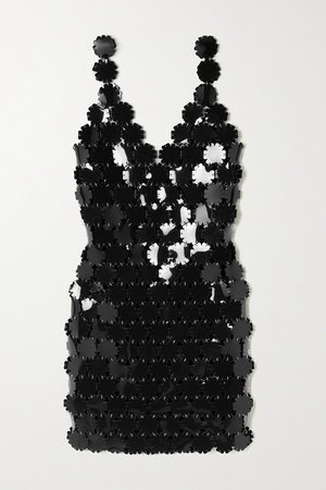 Paillette-embellished Chainmail Mini Dress - Black