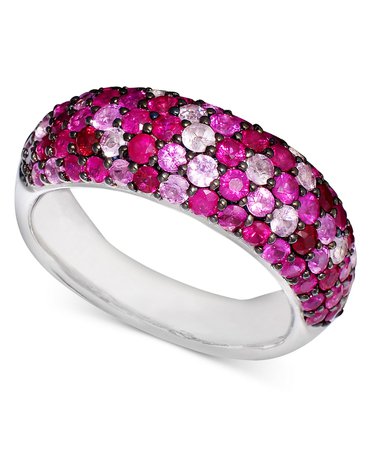 EFFY Sterling Silver Multicolor Ruby Band Ring