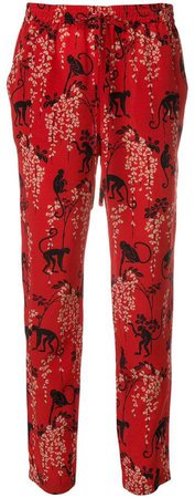 monkey print tapered trousers