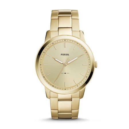 The Minimalist Three-Hand Gold-Tone Stainless Steel Watch - Fossil