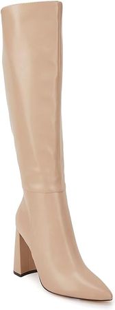 Amazon.com | Juliet Holy Womens Pointed Toe Knee-high Boot Wide Calf Chunky Block Side Zipper Go-go Boots | Shoes