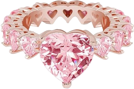 pink heart shaped gems diamonds ring