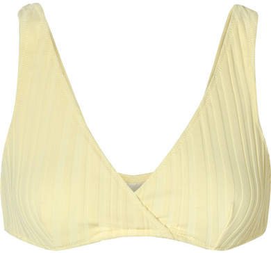The Annie Ribbed Bikini Top - Pastel yellow