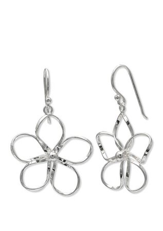 Belk Silverworks 24 Millimeter Wire Flower with 3 Millimeter Bead Center Earrings
