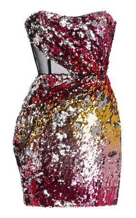 Halpern Exclusive Draped Sequin Bustier Mini Dress
