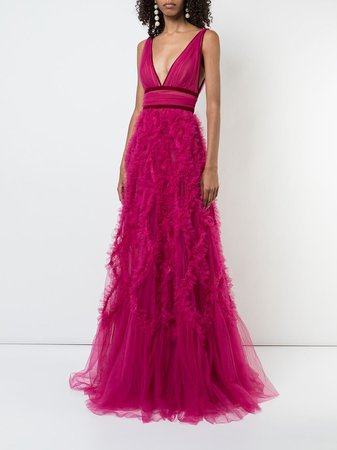 Marchesa Notte Ruffled Tulle Gown - Farfetch
