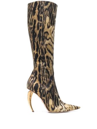 Roberto Cavalli Ocelot-print Tiger Tooth knee high boots