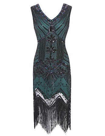 The Great Gatsby Charleston Vintage 1920s Flapper Dress Cocktail Dress Ball Gown Women's Sequins Tassel Costume Black / Golden / Golden+Black Vintage Cosplay Sequin Party Homecoming Prom Sleeveless 6419856 2019 – $26.99