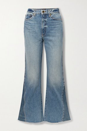 Layla Paneled Cropped High-rise Flared Jeans - Mid denim