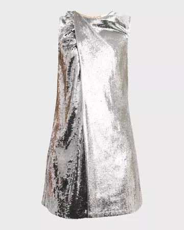 Burberry Anais Sequin Embellished Draped Mini Shift Dress | Neiman Marcus