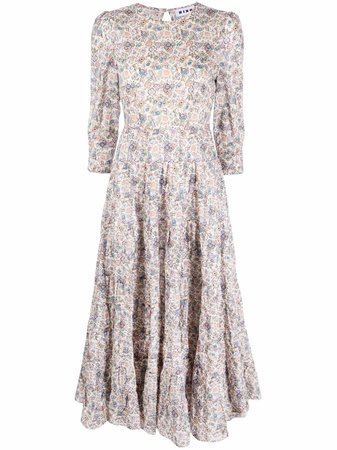 Rixo floral-print pleated dress - FARFETCH