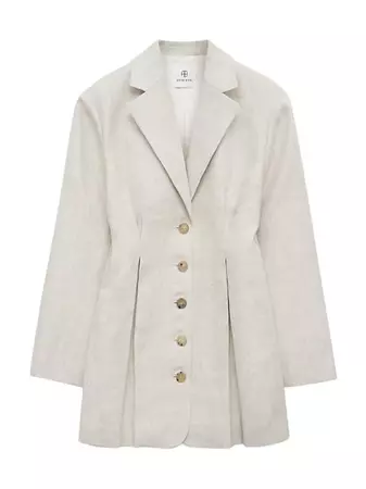 Shop ANINE BING Taya Linen Blazer Minidress | Saks Fifth Avenue