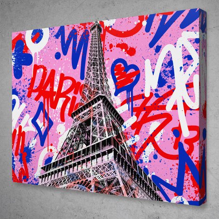 Eiffel Tower Paris Graffiti Street Pop Art Modern Canvas Wall Art