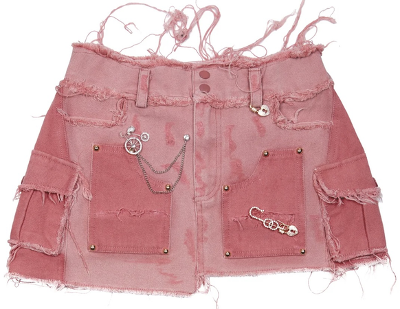 pink cargo mini skirt