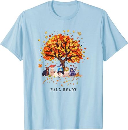 Amazon.com: Fall & Cats Delight: Fall Ready Tee with Cute Cat Characters T-Shirt : Clothing, Shoes & Jewelry